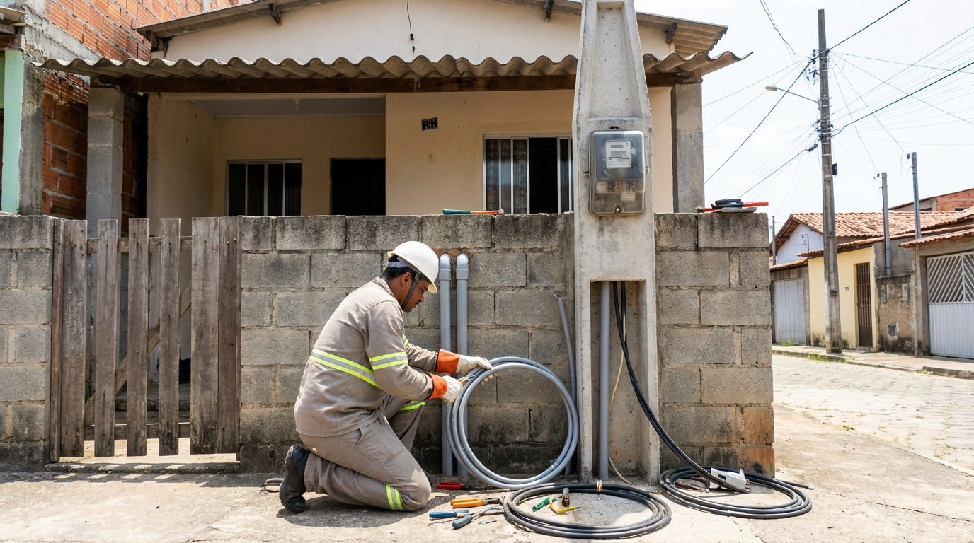Instalação de Poste Padrão no Setor Sudoeste, Goiânia‑GO